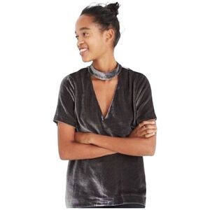 Madewell gray velvet and silk blend choker top size S